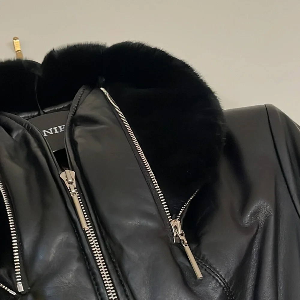 SENSATIONAL LEATHER AND RABBIT FUR JACKET - Picture 6 of 13